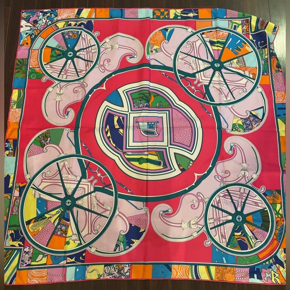 HERMES Carriages 100% Silk Scarf - Picture 1 of 3
